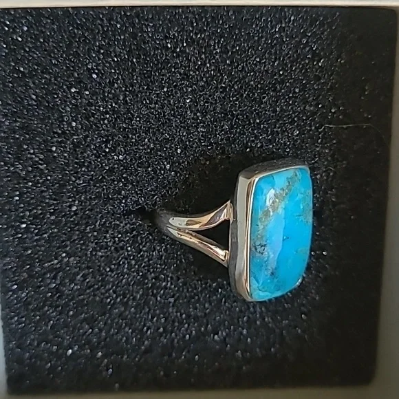 Blue Mojave Turquoise ring in Solid Sterling silver 925. Size 5.5 - Picture 3 of 6